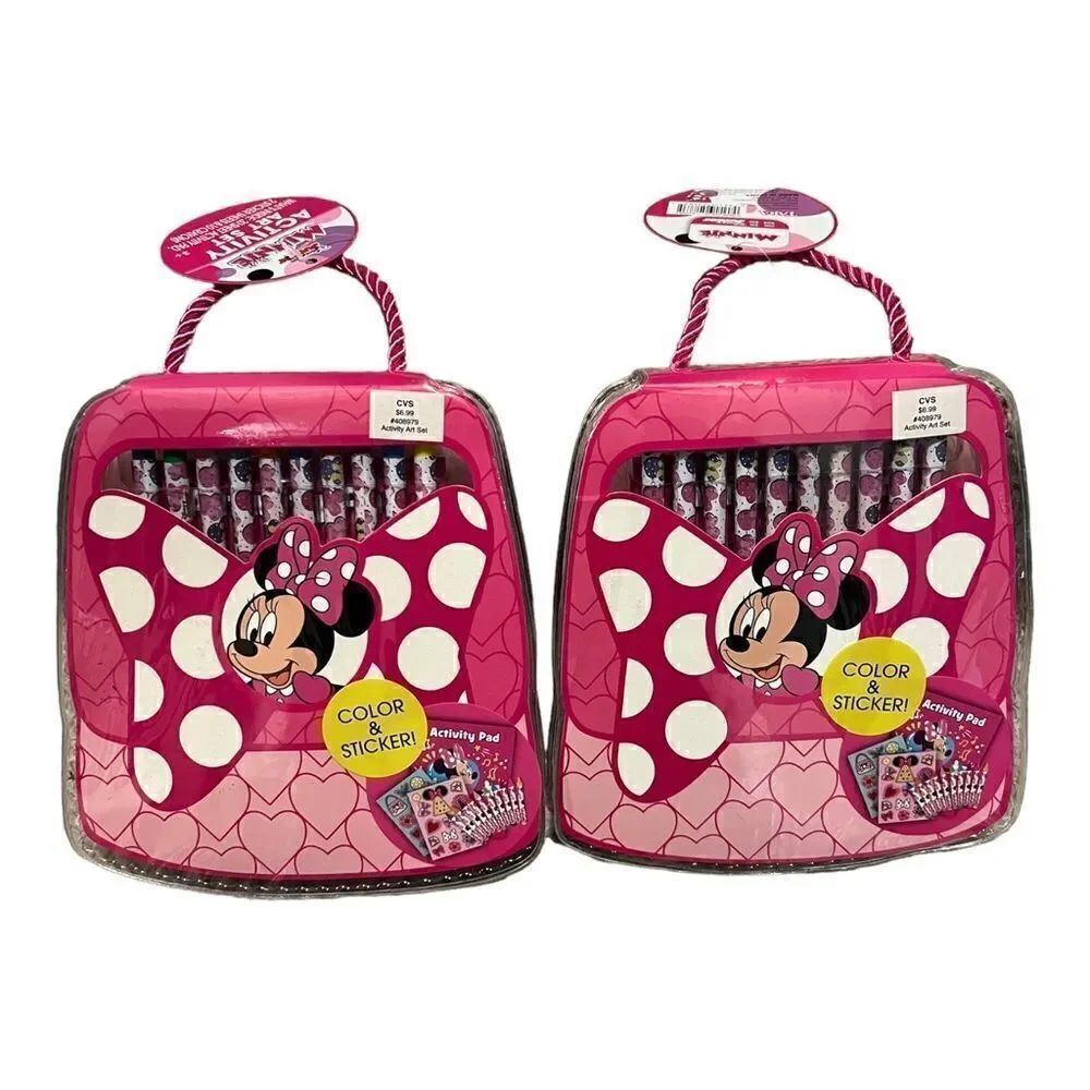 Disney Tara Minnie Mouse Set of Two Activity Sets Crayons Stickers New